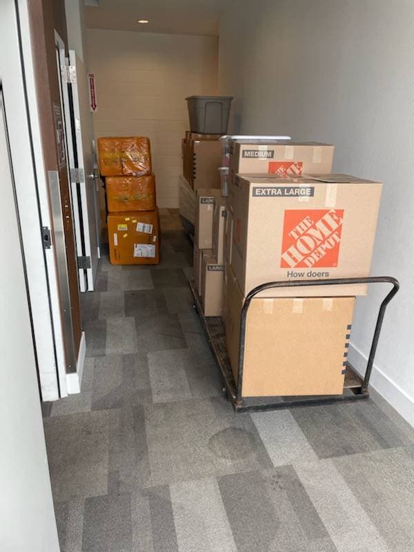 picture of storage boxes ready to be moved from an apartment to another location